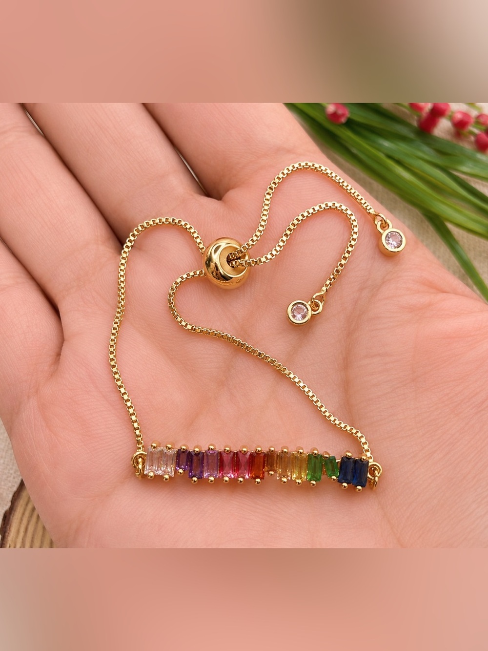 Multicolor Gemstone Gold Bracelet
